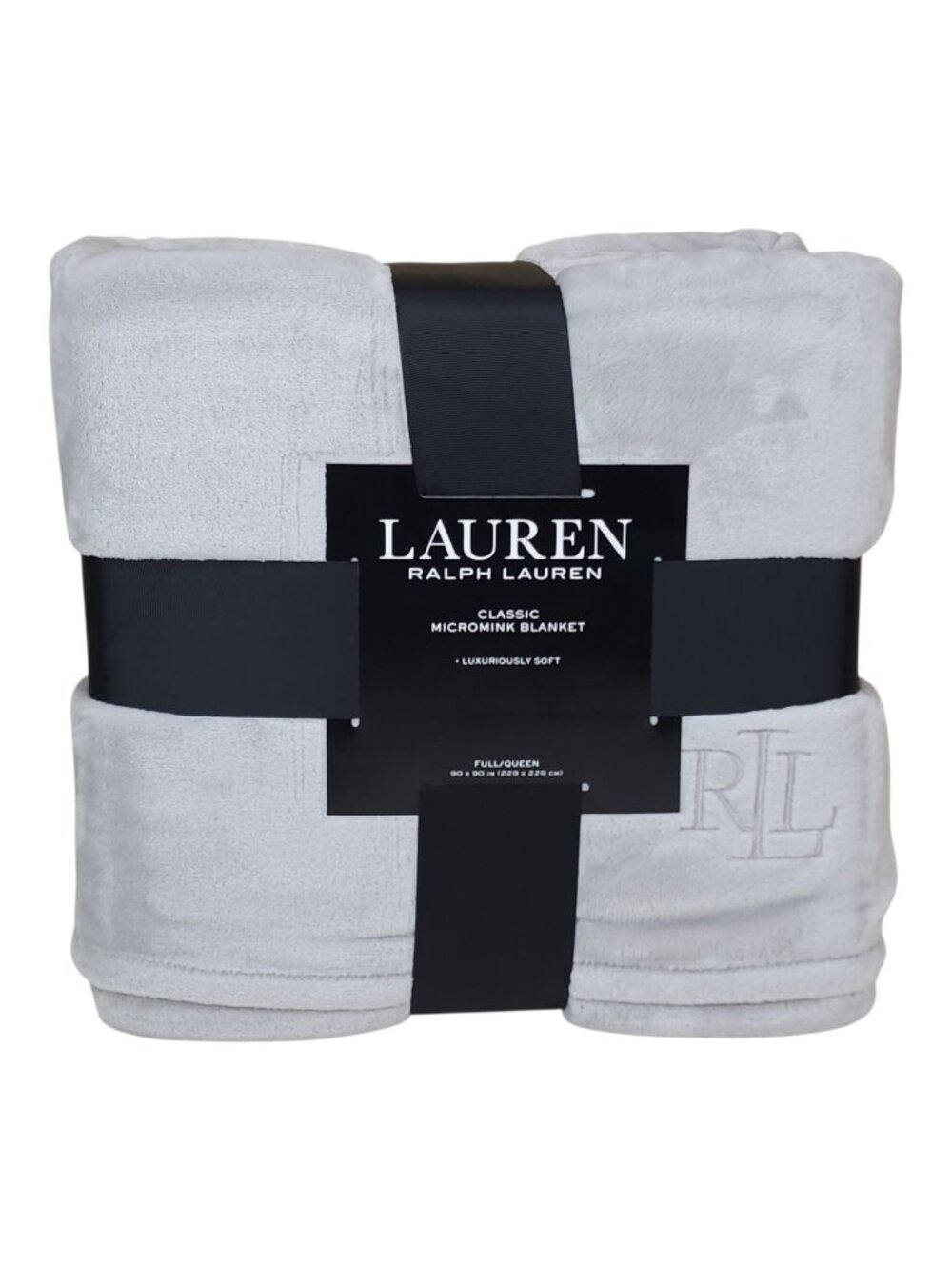 Lauren Ralph Lauren Classic Micromink Blanket Queen 90x90 Luxuriously Soft Gray